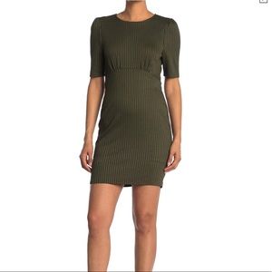 NWT Max & Ash Shirtsleeve Knit Sheath Dress in Olive Green